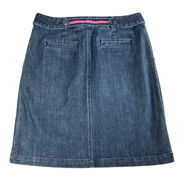 Talbots 90s Chic Jean Skirt, Coastal Cowgirl - Dark Blue Denim - Picture 3 of 14